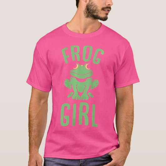 カエル恋人かわいいカエルの少女 Tシャツ (正面)