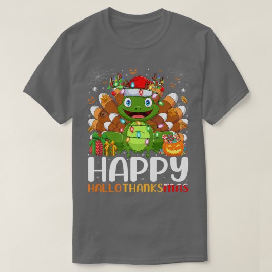 カエル恋人ハロウィーンクリスマスハッピーハロサンクスマ Tシャツ (デザイン正面)