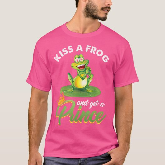 カエル恋人プリンセスおとぎ話の信者キスをするF Tシャツ (正面)