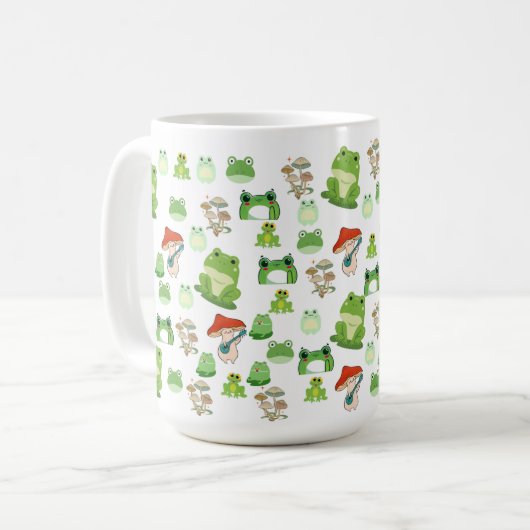 カエル恋人マグギフト、カエルのマグカップ、カエルのギフト、11oz。 コーヒーマグカップ (正面左)