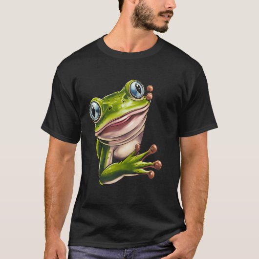 カエル愛人ギフトアイディアかわいいグリーンカエルPET両生類 Tシャツ (正面)