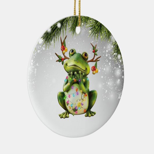 カエル愛人大人の子供のためのカエルのクリスマスギフト セラミックオーナメント (右)