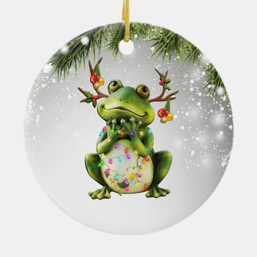カエル愛人大人の子供のためのカエルのクリスマスギフト セラミックオーナメント (裏面)