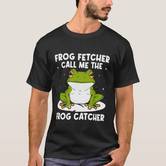 カエル捕まえる君 カエルとり坊や カエルだよ Tシャツ (正面)