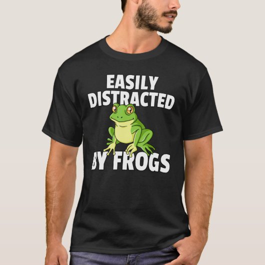 カエル捕獲のためのカエルに簡単に気を取られる Tシャツ (正面)