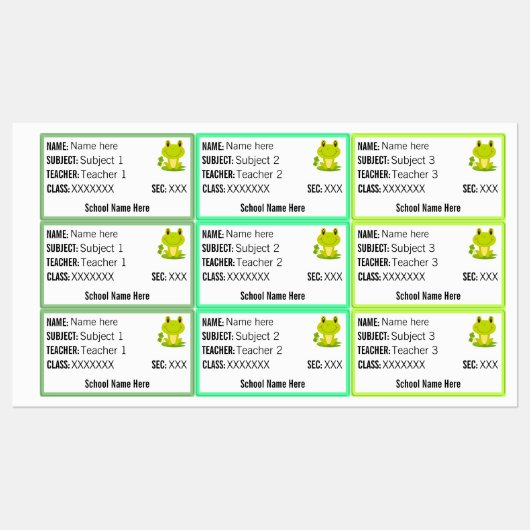カエル新学期ラベル名先生件名 ラベル (シート)