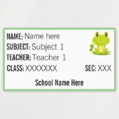 カエル新学期ラベル名先生件名 ラベル (デザイン1)