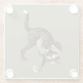 カエル日本のを捕まえる猫 ガラスコースター (裏面)