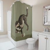 カエル日本のを捕まえる猫 シャワーカーテン (インサイチュ)