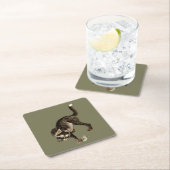 カエル日本のを捕まえる猫 スクエアペーパーコースター (インサイチュ)