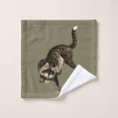 カエル日本のを捕まえる猫 バスタオルセット (ウォッシュタオル)