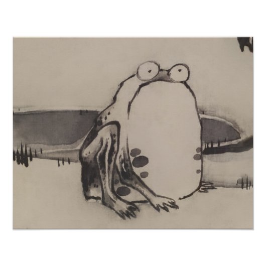 カエル日本のウッドブロックアート野菜&昆虫 ポスター (正面)