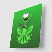 カエル時計 スクエア壁時計 (傾斜)