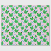 カエル柄ピンクの甘い生活 ラッピングペーパー (フラット)