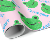 カエル柄ピンクの甘い生活 ラッピングペーパー (ロールコーナー)