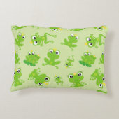 カエル柄、かわいいカエル、グリーンカエル、カエルの王子 アクセントクッション (裏面)