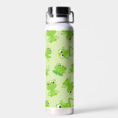 カエル柄、かわいいカエル、グリーンカエル、カエルの王子 ウォーターボトル (背面)