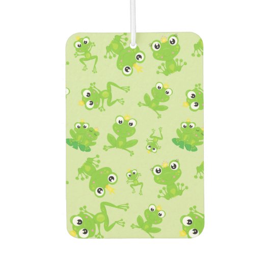 カエル柄、かわいいカエル、グリーンカエル、カエルの王子 カーエアーフレッシュナー (正面)