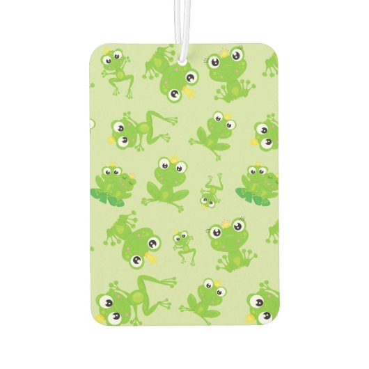 カエル柄、かわいいカエル、グリーンカエル、カエルの王子 カーエアーフレッシュナー (裏面)