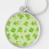 カエル柄、かわいいカエル、グリーンカエル、カエルの王子 キーホルダー (正面)