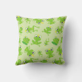 カエル柄、かわいいカエル、グリーンカエル、カエルの王子 クッション (裏面)