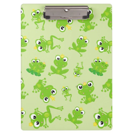 カエル柄、かわいいカエル、グリーンカエル、カエルの王子 クリップボード (正面)