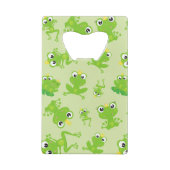 カエル柄、かわいいカエル、グリーンカエル、カエルの王子 クレジットカード栓抜き (裏面)