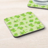 カエル柄、かわいいカエル、グリーンカエル、カエルの王子 コースター (左側)