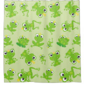 カエル柄、かわいいカエル、グリーンカエル、カエルの王子 シャワーカーテン (正面)