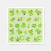 カエル柄、かわいいカエル、グリーンカエル、カエルの王子 スタンダードカクテルナプキン (正面)