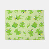 カエル柄、かわいいカエル、グリーンカエル、カエルの王子 ドアマット (正面)