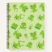 カエル柄、かわいいカエル、グリーンカエル、カエルの王子 ノートブック (正面)