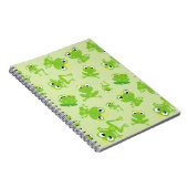 カエル柄、かわいいカエル、グリーンカエル、カエルの王子 ノートブック (右側)