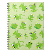 カエル柄、かわいいカエル、グリーンカエル、カエルの王子 ノートブック (正面)