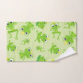 カエル柄、かわいいカエル、グリーンカエル、カエルの王子 バスタオルセット (ハンドタオル)