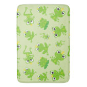 カエル柄、かわいいカエル、グリーンカエル、カエルの王子 バスマット (正面縦)