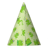カエル柄、かわいいカエル、グリーンカエル、カエルの王子 パーティーハット (裏面)