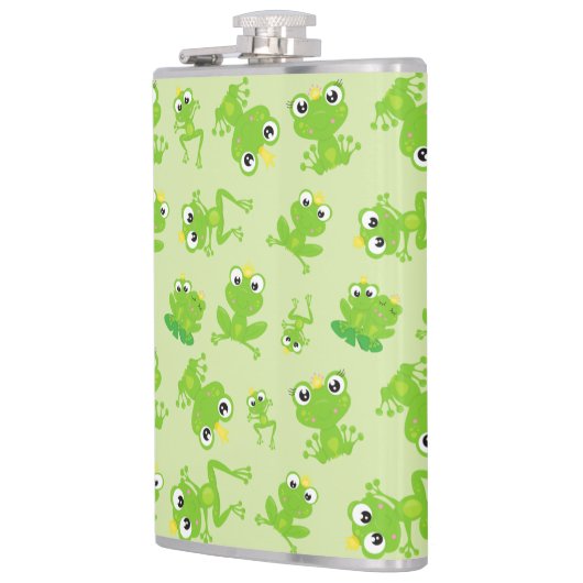 カエル柄、かわいいカエル、グリーンカエル、カエルの王子 フラスク (左)