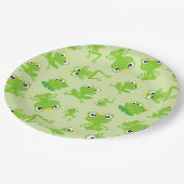 カエル柄、かわいいカエル、グリーンカエル、カエルの王子 ペーパープレート (アングル)