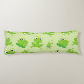 カエル柄、かわいいカエル、グリーンカエル、カエルの王子 ボディピロー (裏面)