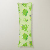 カエル柄、かわいいカエル、グリーンカエル、カエルの王子 ボディピロー (正面縦)