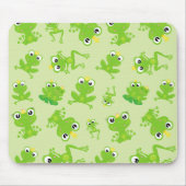 カエル柄、かわいいカエル、グリーンカエル、カエルの王子 マウスパッド (正面)