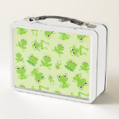 カエル柄、かわいいカエル、グリーンカエル、カエルの王子 メタルランチボックス (裏面)