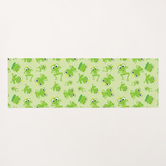 カエル柄、かわいいカエル、グリーンカエル、カエルの王子 ヨガマット (裏面(横))