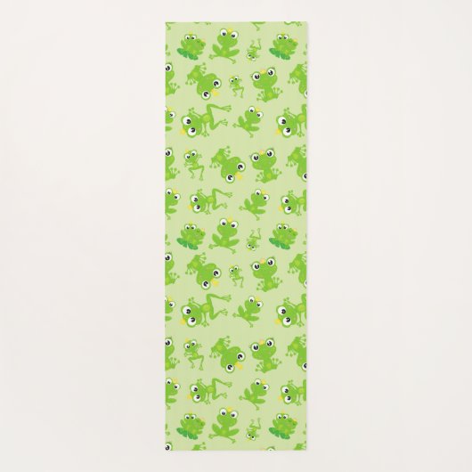 カエル柄、かわいいカエル、グリーンカエル、カエルの王子 ヨガマット (裏面)