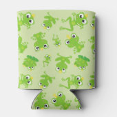 カエル柄、かわいいカエル、グリーンカエル、カエルの王子 缶クーラー (裏面)