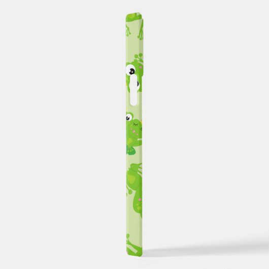 カエル柄、かわいいカエル、グリーンカエル、カエルの王子 iPhoneケース (右側面)