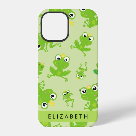 カエル柄 グリーンカエル かえる王子 名前入り iPhoneケース (裏面)
