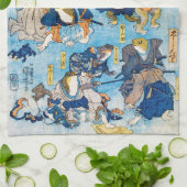カエル歌舞伎俳優国芳・浮世絵 キッチンタオル (折り畳み)