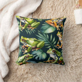 カエル水彩アート クッション (ブランケット)